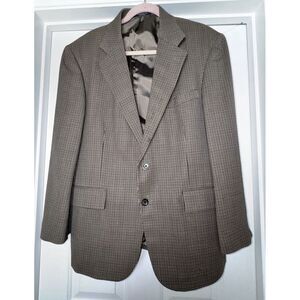 Oscar de la‎ Renta Blazer Mens Wool Sport Coat Jacket Houndstooth Sz 42S